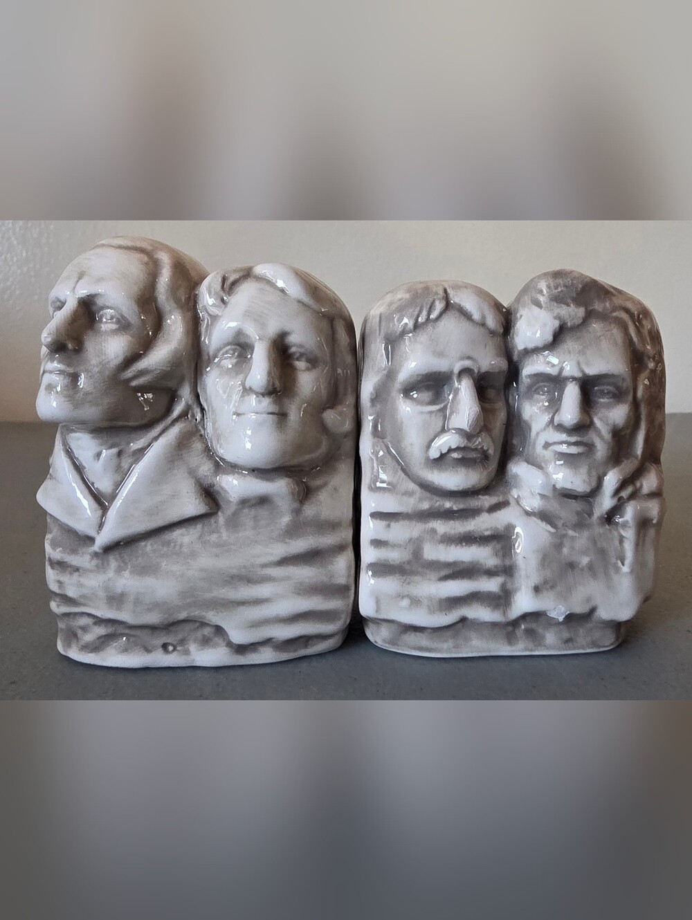 Ceramic Sculpted Faces Wall Art - Gray White